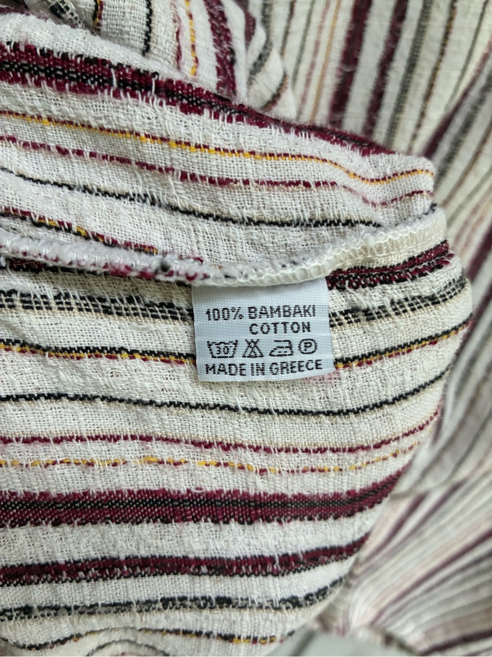 John P Men’s XL Greek Cotton Striped Baja Boho Pullover Shirt - Picture 11 of 12